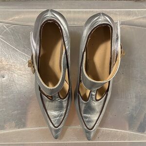 Chic Silver Strap Mary Jane Heels